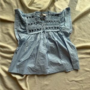 Sea New York Sky Blue Ruffled Top